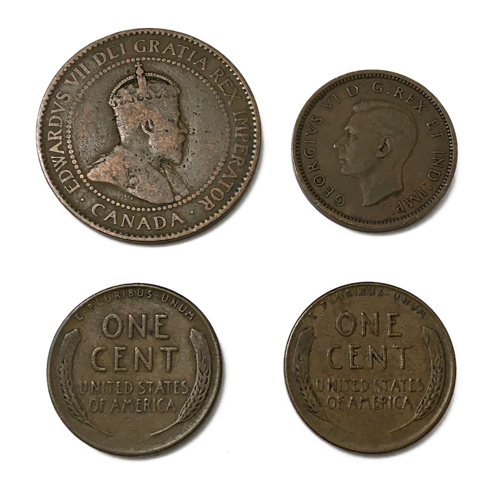 Four Antique Pennies, Canada and USA - Picture 2 of 2